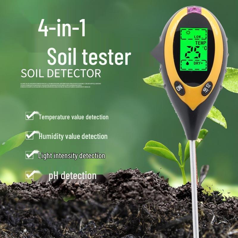4-in-1 Soil Tester: Digital PH, Light, Temp & Humidity Meter with Backlight