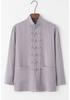 Men's Retro Chinese Style Tang Suit - Cotton and Linen Long-Sleeved Zen Top for Tai Chi.