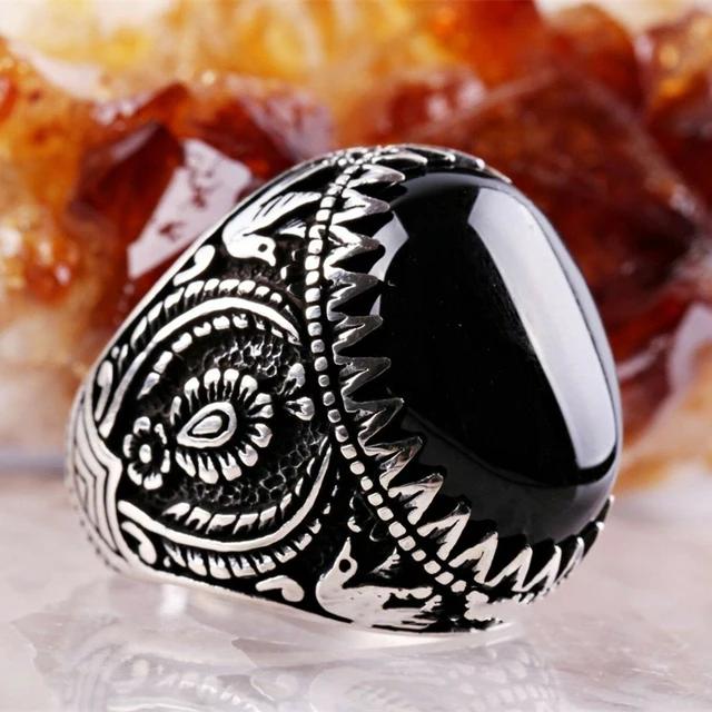 Bague de luxe incrustée d'émeraude pour hommes, bague en saphir de personnalité rétro dominatrice pour assister au Banquet, fête, bijoux d'affaires