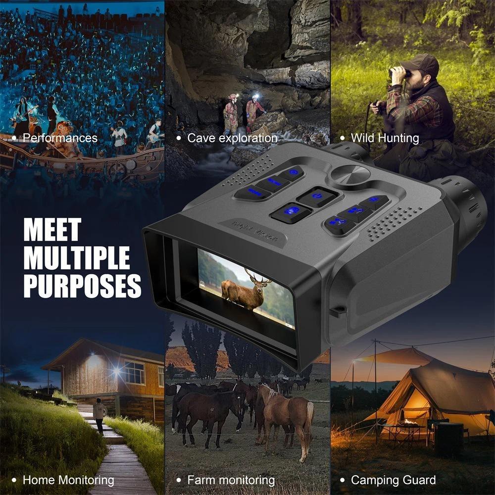 Lornetka 4K Ultra HD z noktowizją na podczerwień, Lornetka taktyczna z 10-krotnym zoomem cyfrowym, Nadaje się do polowania i biwakowania, z wbudowaną latarką