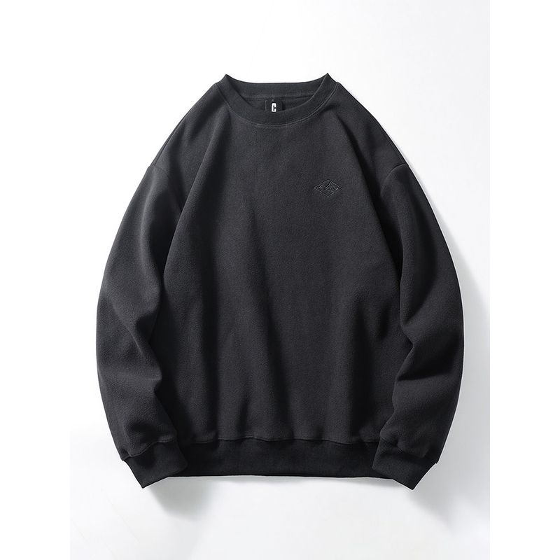American Retro Double-Sided Fleece Sweater Men's Fall and Winter Embroidered Fashion Brand round-Neck Non-Hoodie Export Men's Fleece Jacket