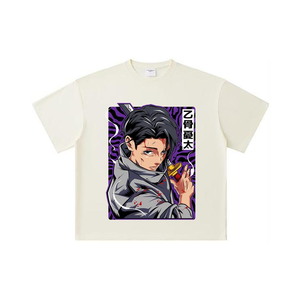 

260 GSM Double Yarn 32 Count 100% Cotton Jujutsu Kaisen V53 Yuta Print Unisex Heavy Cotton T Shirt S абрикосовый
