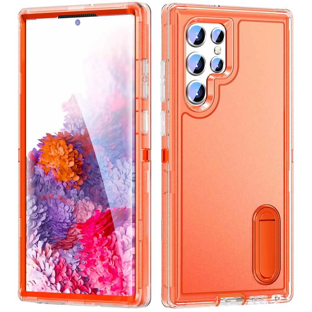 For Samsung Galaxy S22 Ultra 5G Case Case Kickstand Phone Cover PC+Silicone+EVA 3-in-1 Design