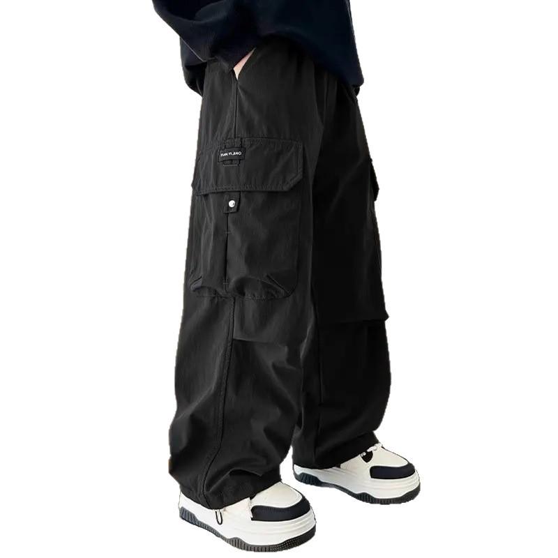 Boys' Stylish Autumn/Winter 2025 Versatile Cargo Pants - Medium/Large, Loose Fit, Plus Velvet Long Trousers