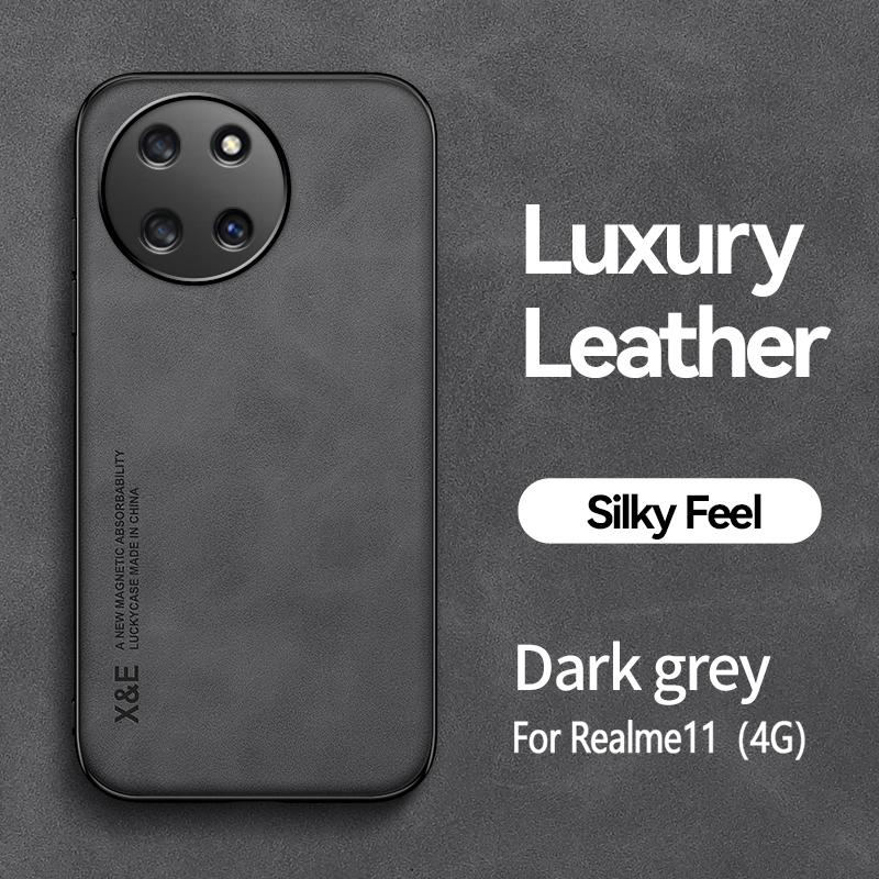 KEYSION Luxury Retro Leather Case for Realme 11 5G 11 4G Soft Silicone+PC Shockproof Phone Back Cover for OPPO Realme 11 Pro+ 5G