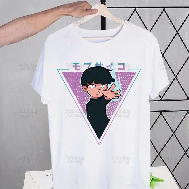 Mob Psycho 100 Shigeo Kageyama T Shirt Men Retro Washed Tops Tees Harajuku One Anime Manga Tshirt Streetwear Hip Hop T-shirts