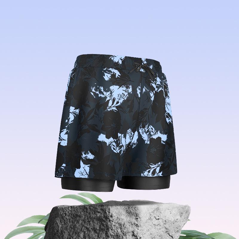 Men's Quick-Dry Swim Trunks: Running, Training, Beach, Double-Layer Anti-Embarrassment, Suitable for European and American Styles.