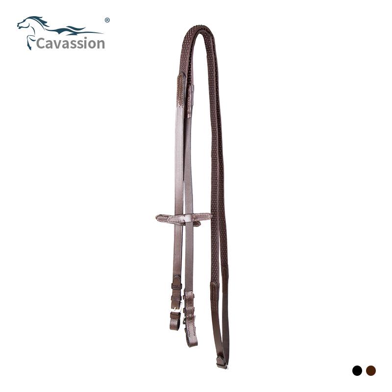 Cavassion Non-Slip Rubber Reins with Grips & Buckle - Equestrian Supplies 105 cm чёрный