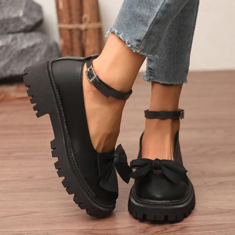 Módní dámské boty 2025 Značkové Boty s přezkou Dámské vysoké podpatky Módní mašle Kancelářské a pracovní Nové Boty Mary Jane plus size