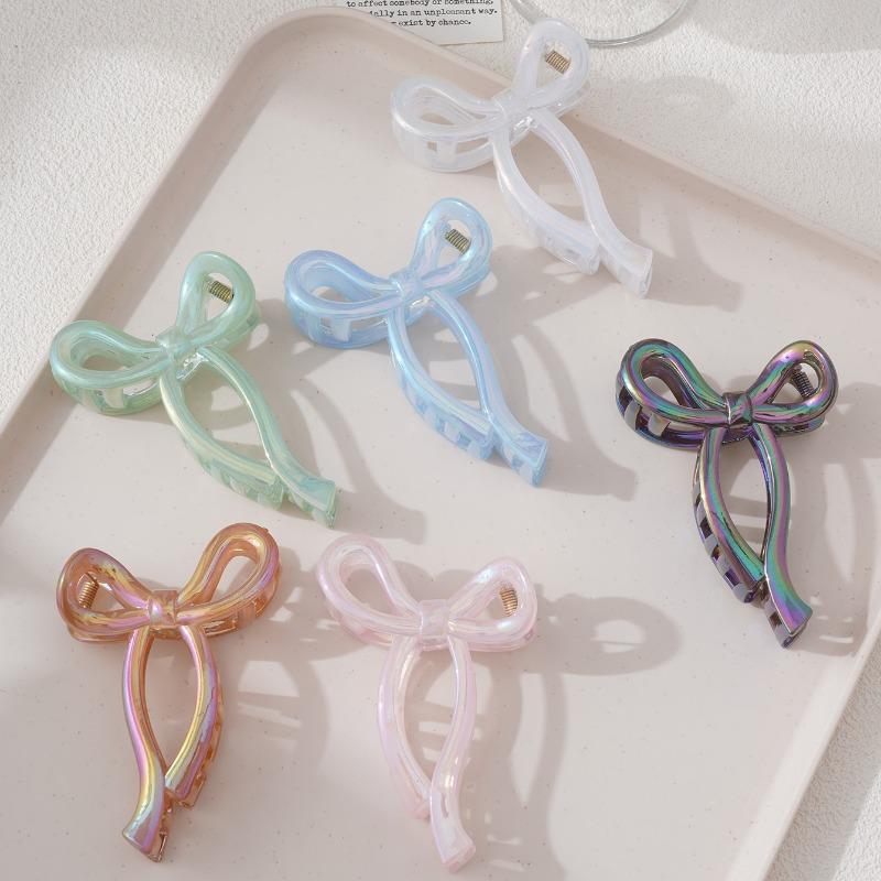 Bow Transparent Hair Clip Women's Jelly Color Shark Clip Dazzling Fashion Hair Accessories