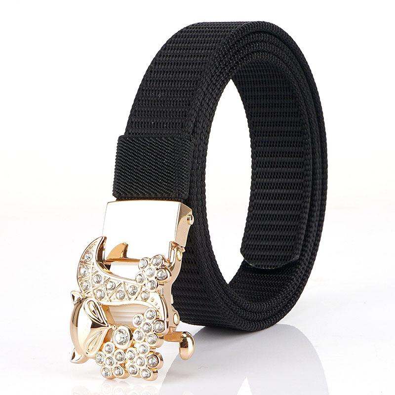 New Women'S Commuting Belt With Automatic Buckle Nylon Waistband, Outdoor Leisure Versatile Double-Layer Thick Belt