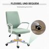 Sedia da Ufficio Ergonomica da Scrivania con Braccioli, Sedia Girevole Regolabile in Altezza con Funzione di Inclinazione, Aspetto Lino, Sedia da Computer Imbottita, Verde+Bianco