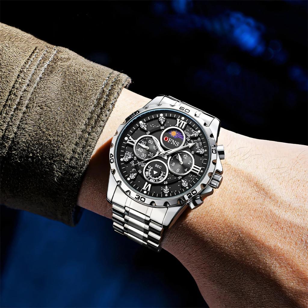 Luxury Watches For Men Chronograph Stainless Steel Man Wristwatch Waterproof Luminous Sport Military Men's Quartz Watch