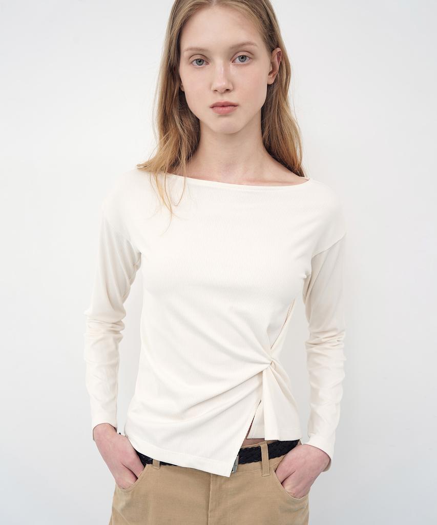 TTUDEMENT Twist Jersey Blouse_Ivory