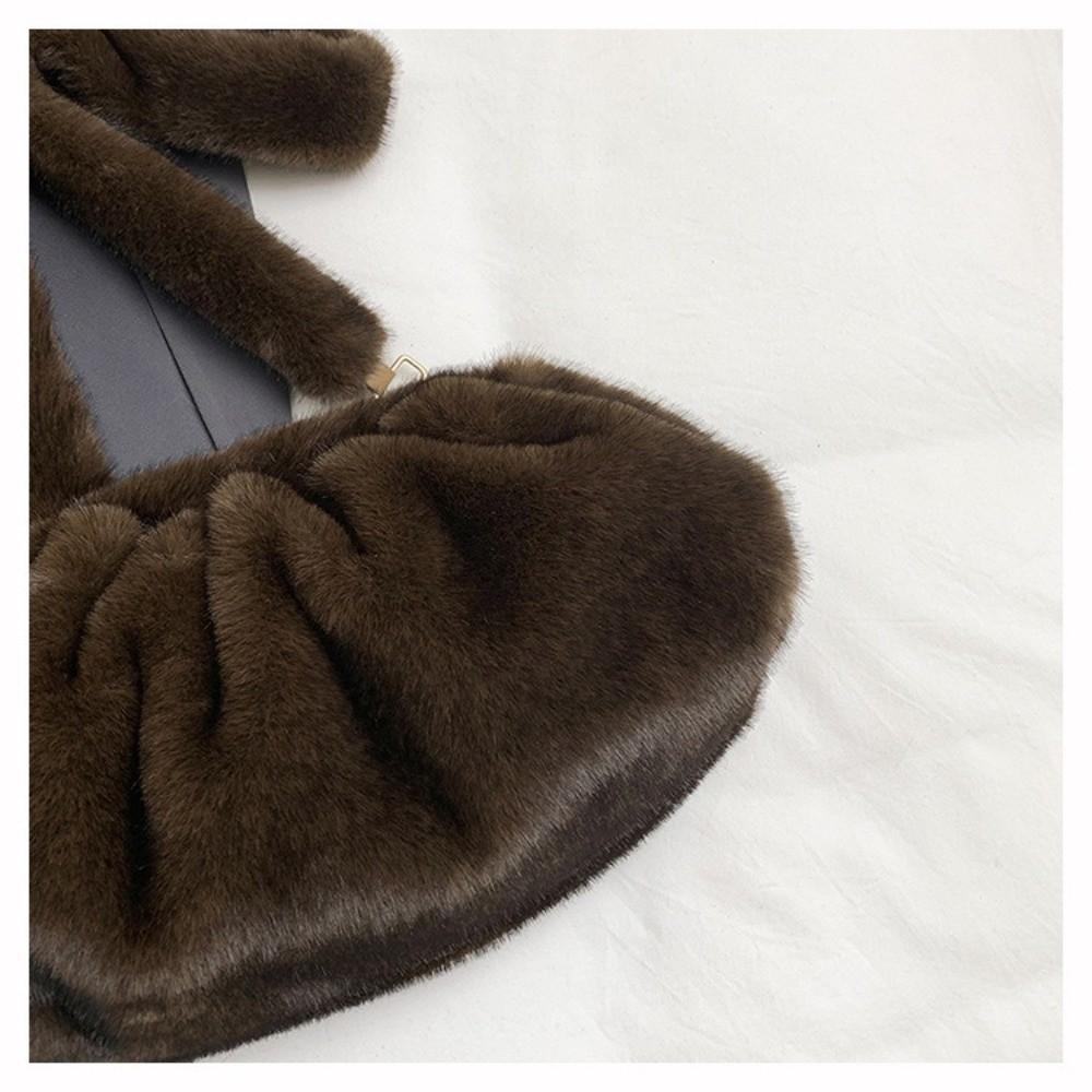 New Large Capacity Crossbody Bag Mink Fur Wrinkle Relaxed Texture Ladies Handbags Solid Color Shoulder Bag Female