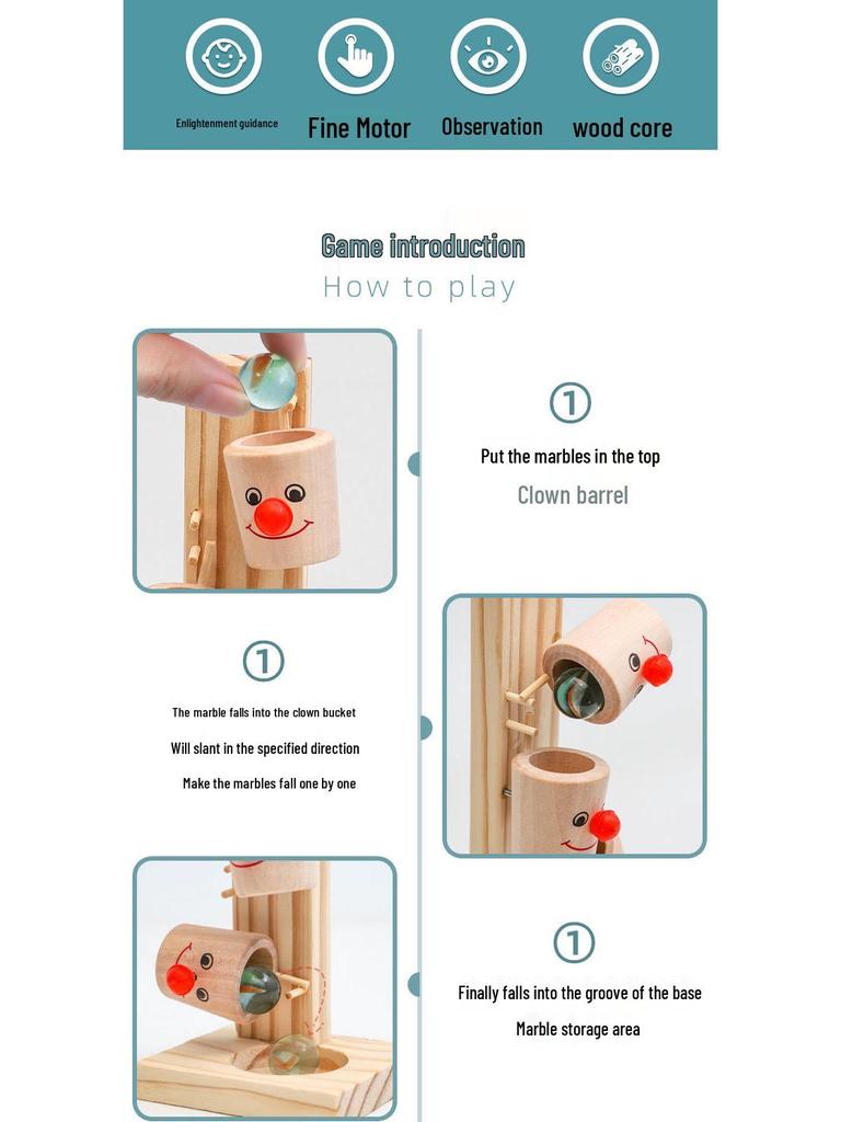 Kids' Wooden Clown Tipping Game: Hand-Eye Coordination & Parent-Child Fun