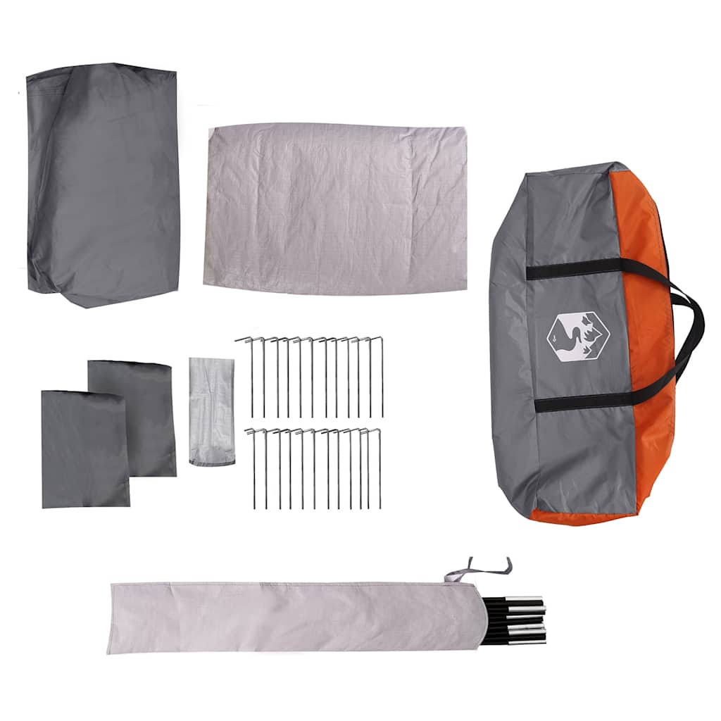 Family Tent with Porch 9 Person Capacity Grey and Orange Waterproof