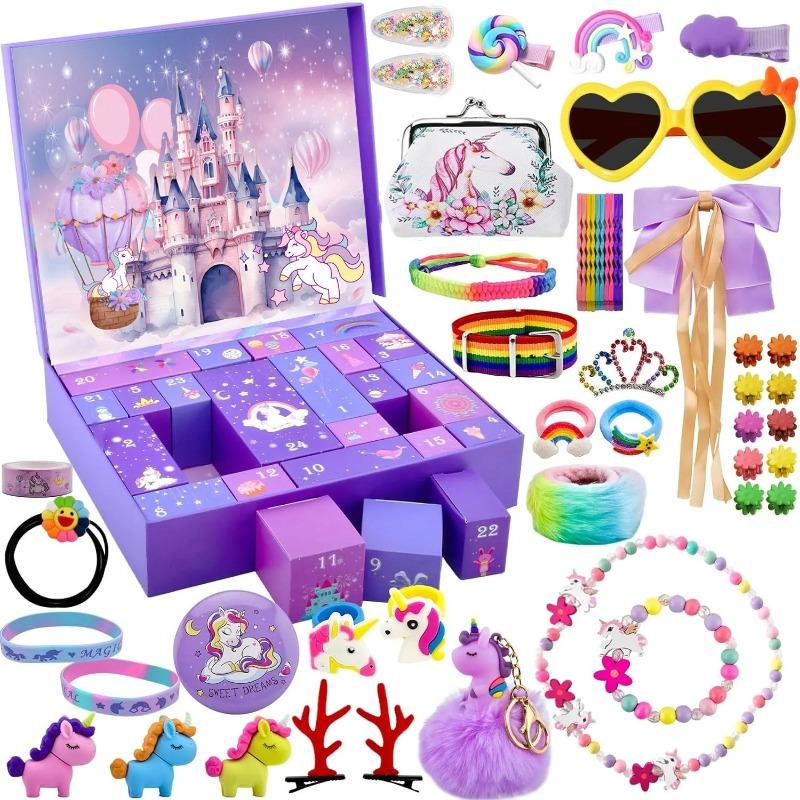 24 Tage Mädchen Weihnachts-Adventskalender, Prinzessinnen-Schmuckset Countdown-Geschenk, Weihnachten Prinzessin Anzieh-Accessoires Geschenkbox