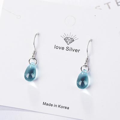 Literary Blue Crystal Water Drop Earrings For Women 925 Sterling Silver Earrings Boucle D'oreille S-e666