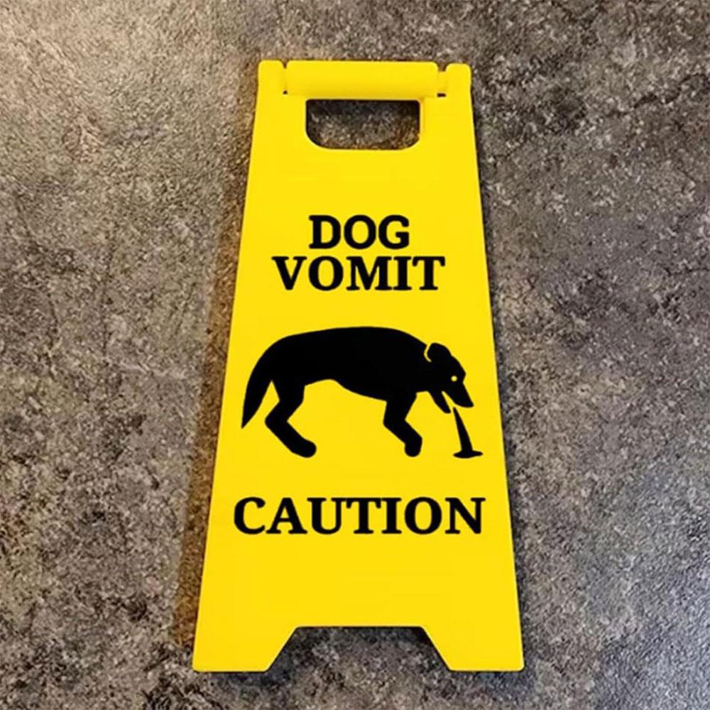2pcs New Funny Cat Vomit Sign Bright Yellow Gift Dog Vomit Sign Yard Signs