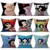 M-Mafalda Girl Pillow Covers Cartoon Sofa Decorative Home Double-Sided Printing Short Plush Cute Cushion Cover