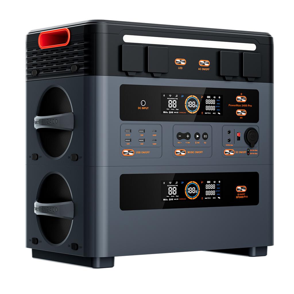 New Oscal Power Station 2400W Portable Dual Spakers Smart APP Control LiFePO Expandable Battery BT Speakers Power Max 2400PRO