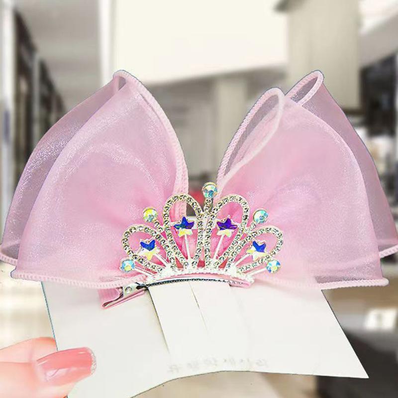 New! Kids Crown Hairpin Cute Sweet Mesh Bowknot Lace Princess Hair Accessories For Little Girls