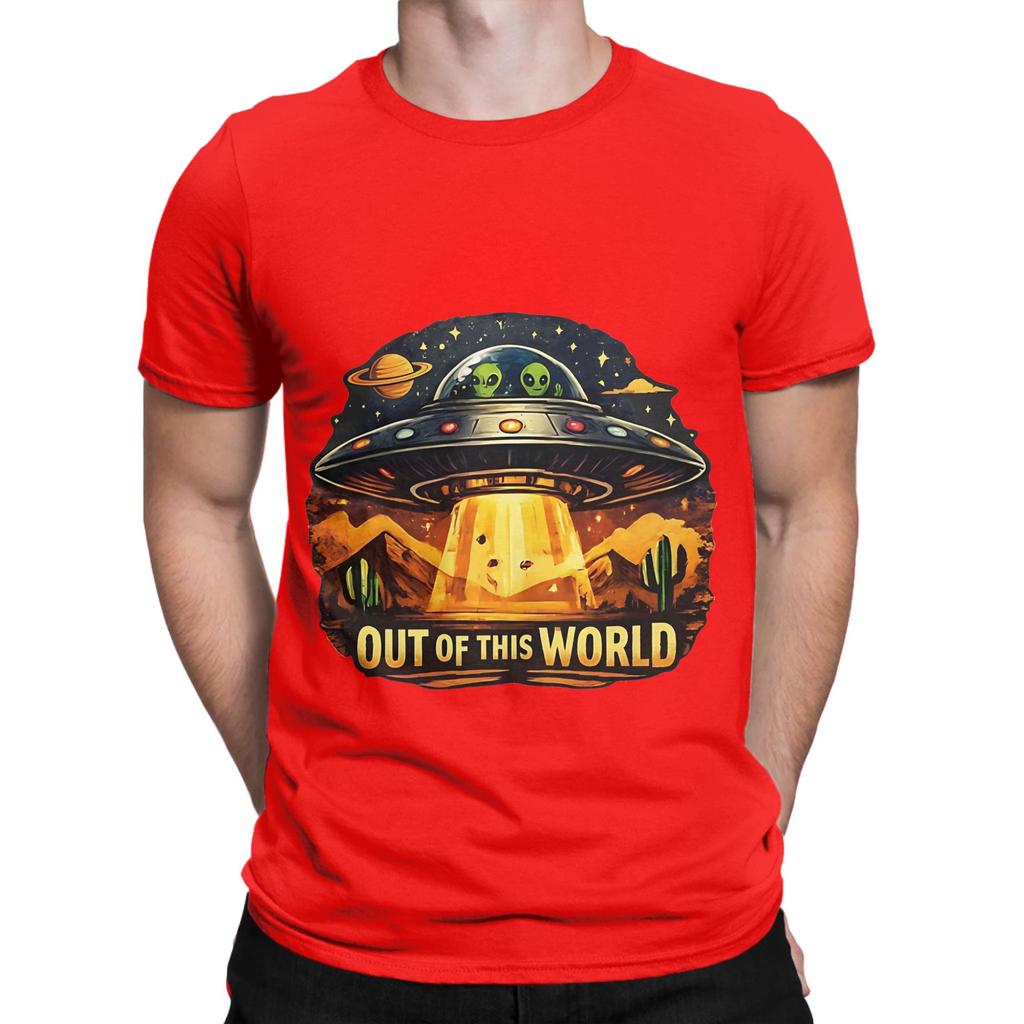 Out of This World Funny UFO Funny 100 Cotton TShirt UFO Tees Tops For Unisex