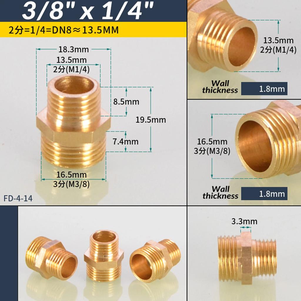 1/8" 1/4" 3/8" 1/2" 3/4" 1" BSP Messing Außengewinde zu Außengewinde Sechskant-Nippel Gleichmäßig Gerade Reduzierend Messing-Verbinder für Wasser Öl Gas