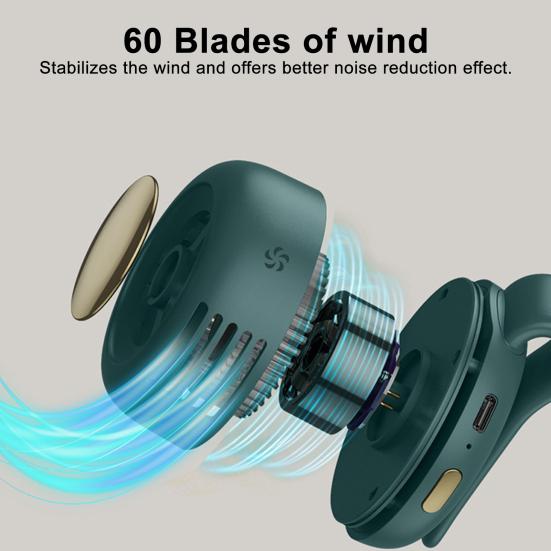Mini Belt Fan Portable Clip-On Small Fan with 360 Degree Swivel Clip Bladeless Safety Design 3-Speed Silent USB-C Rechargeable Wearable Personal Fan
