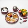 Stainless Steel Plate and Cutlery Set for Babies with Non-slip Suction Cup