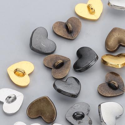 40pcs 8mm Doll Heart Shape Buttons DIY Metal Ultra-small Buckles Mini Doll Shoes Buckle