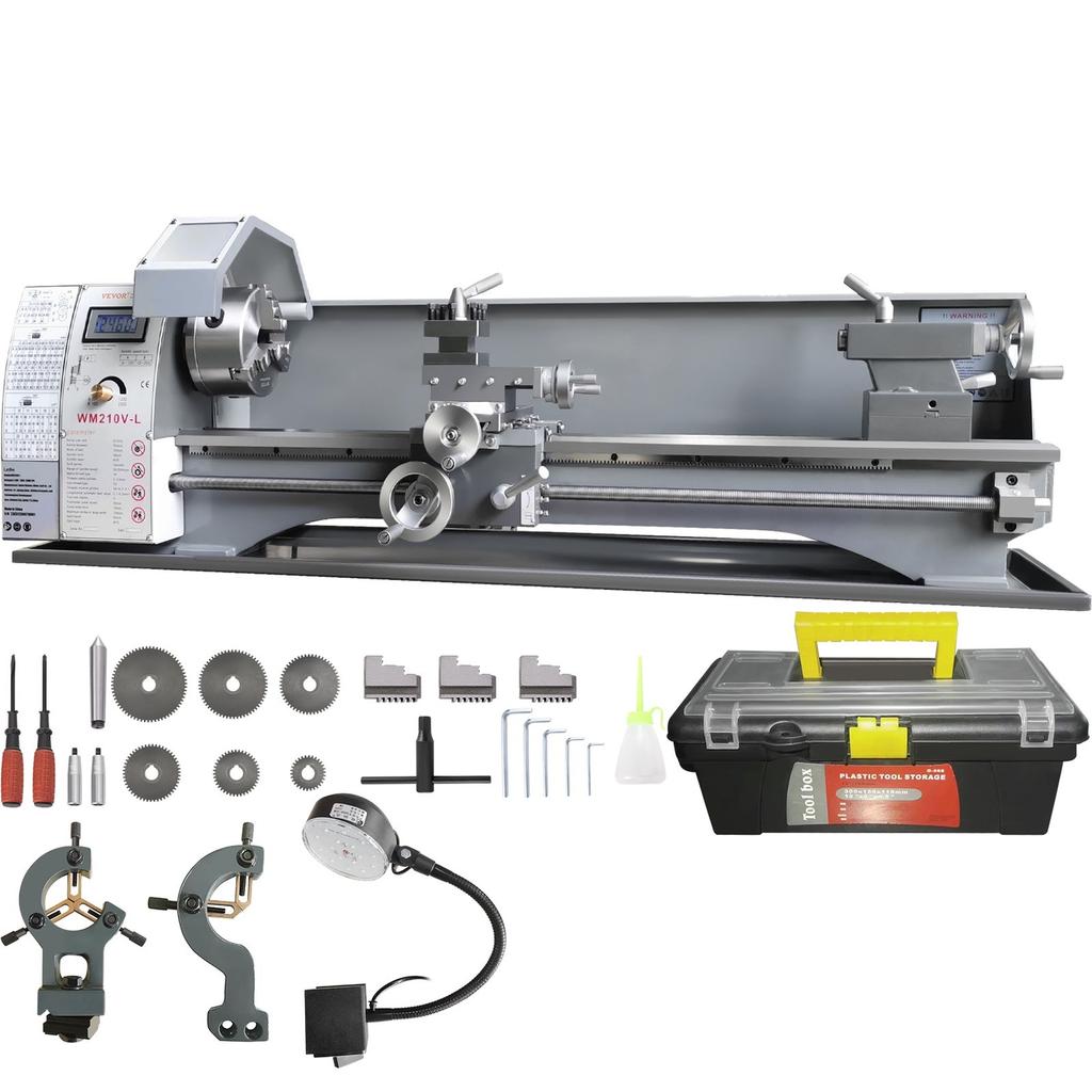 Metal Lathe Machine, 8.3'' x 29.5'', Precision benchtop power metal lathe, 0-2500 RPM Continuously Variable Speed, 750W Brushless Motor Metal Gears,