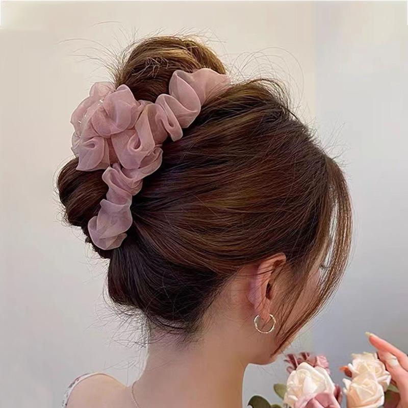1pc Set of Women's Korean Pleated Mesh, Grasping Clip, Temperament Super Fairy Hair Clip, Hair Clip