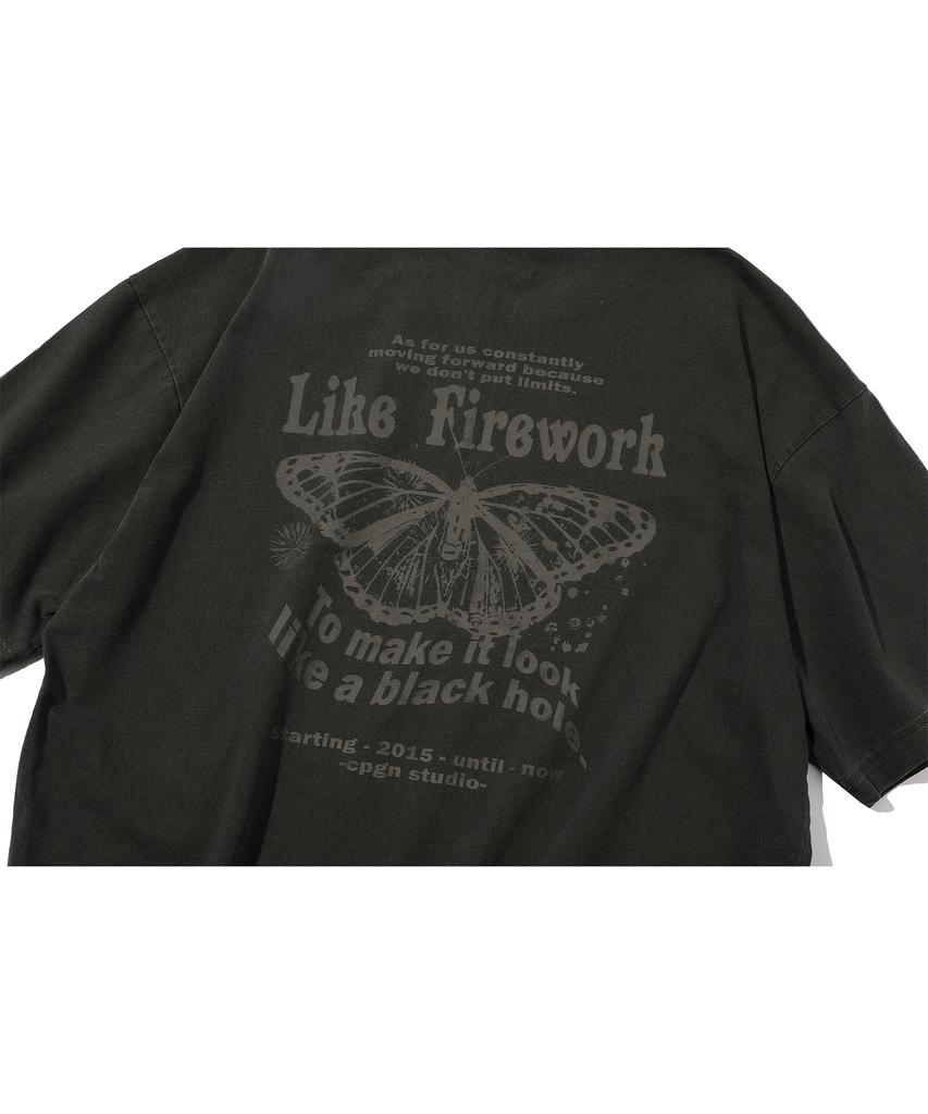 CPGN STUDIO Butterfly Pigment Short Sleeve T-Shirt Smoke Black