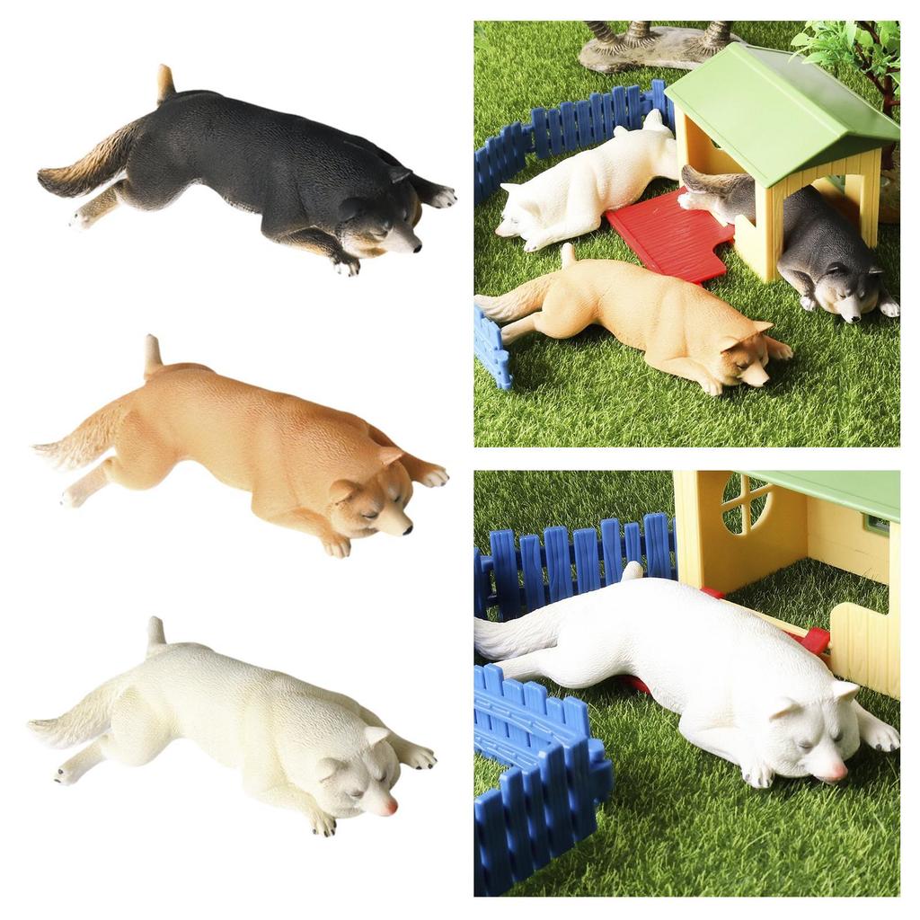 Lifelike Dog Sculpture Model Ornament Figurines Miniacture Toy for Children