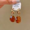 Maillard coffee color geometric earrings 2025 light luxury high-end temperament stud earrings niche retro style earrings