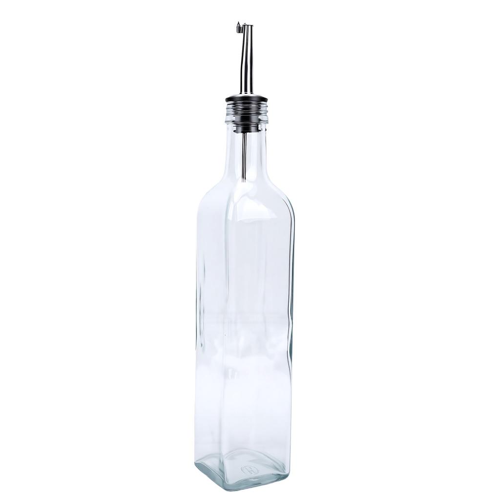 500ml Oil Dispenser Bottle Clear Glass Olive Oil Dispenser Stainless Steel Leakproof Spout Bottle for Kitchen Vinegar