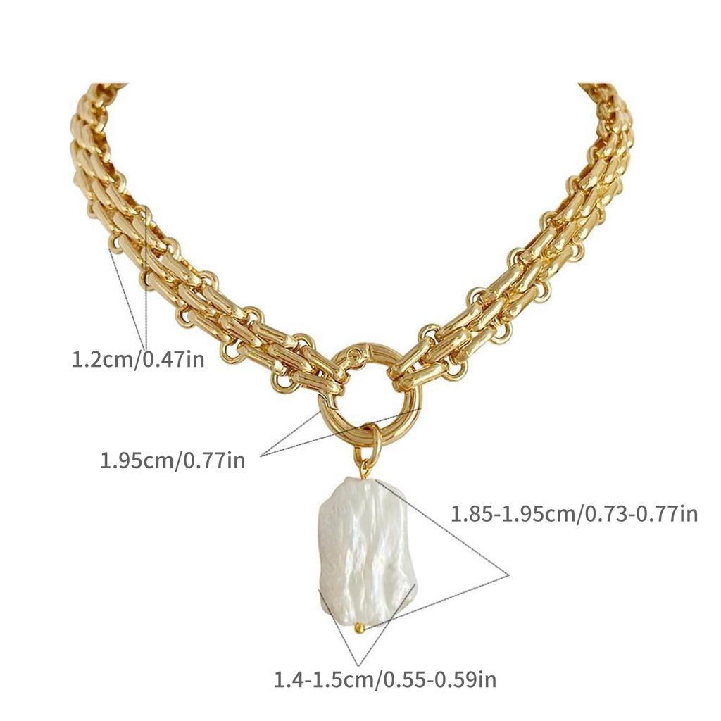 Collier Ras du Cou Élégant à Chaîne avec Pendentif en Perles Carrées Naturelles d'Eau Douce pour Femmes Tendance, pour un Usage Quotidien Décontracté