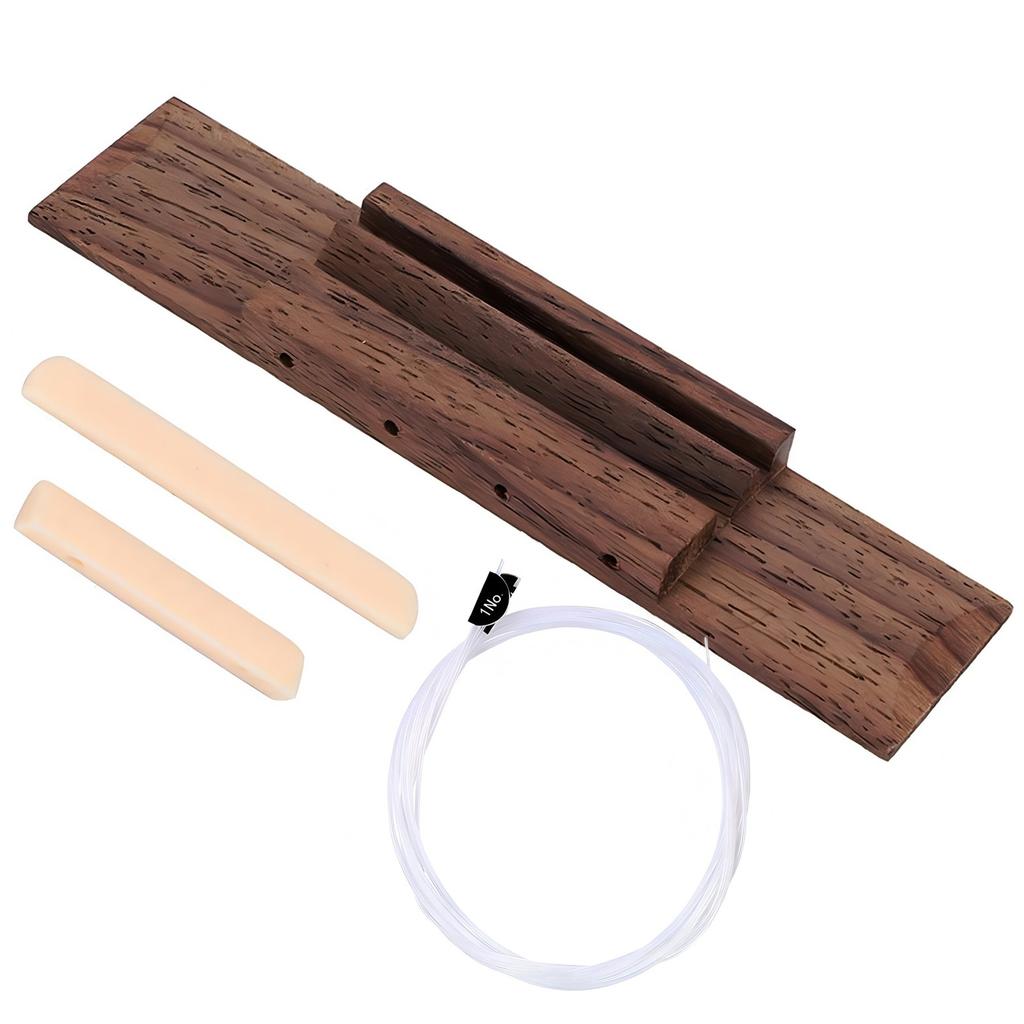 Ukulele Bridge Saddle Replacement Set Rosewood Bridge Nylon Strings Sound Upgrade Easy Installation for DIY Repair 4