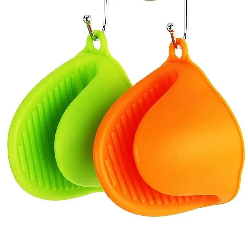 2pcs Thicken Baking  Silicone Oven Mitts Microwave Oven Glove Heat Insulation Anti-slip Bowl Pot Clips Kitchen Gloves