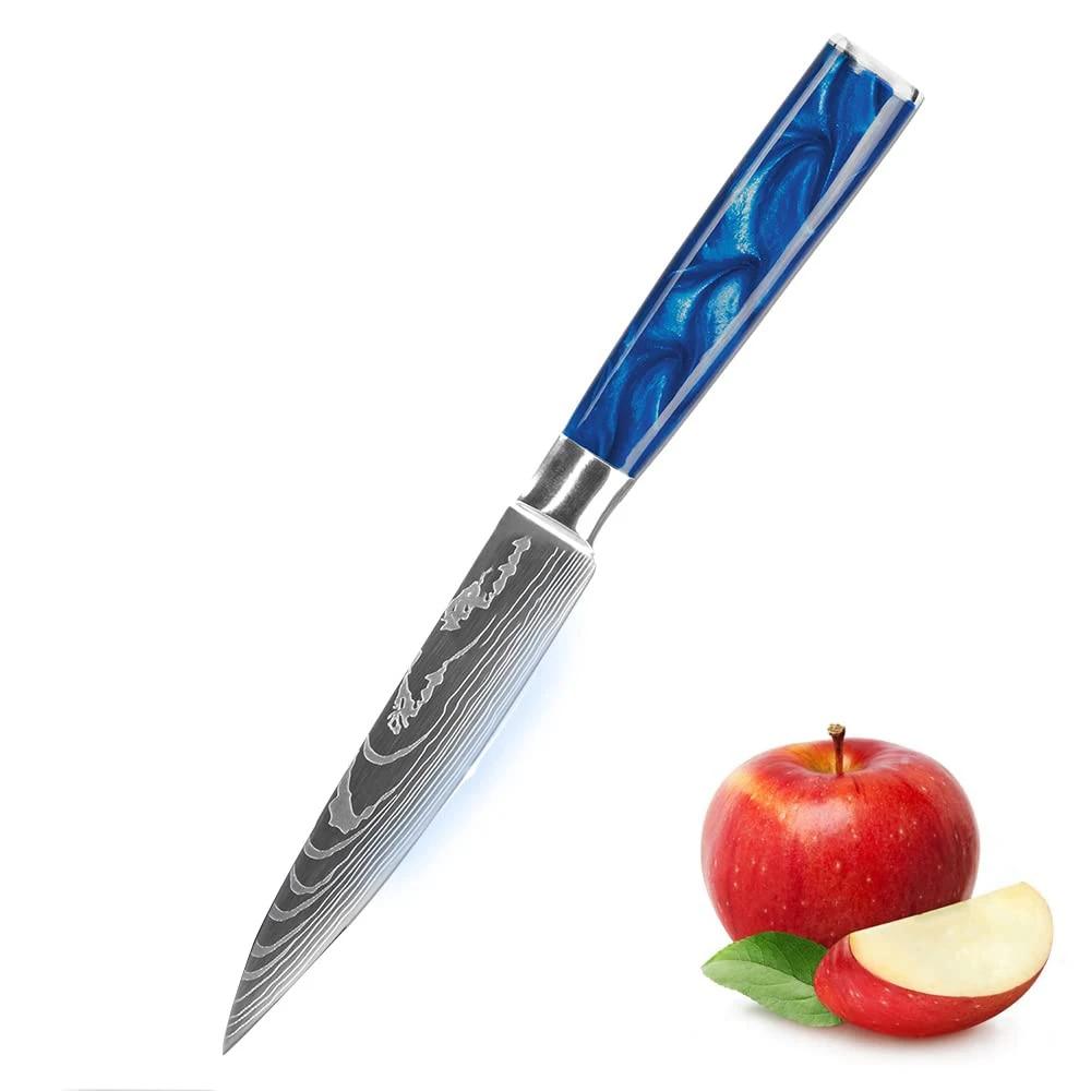 

Кухонные ножи Дамаск Нож шеф-повара Тесак для мяса Фруктовый нож Нож для пилинга Смола с ручкой Кулинарный нож Бытовой универсальный нож белый