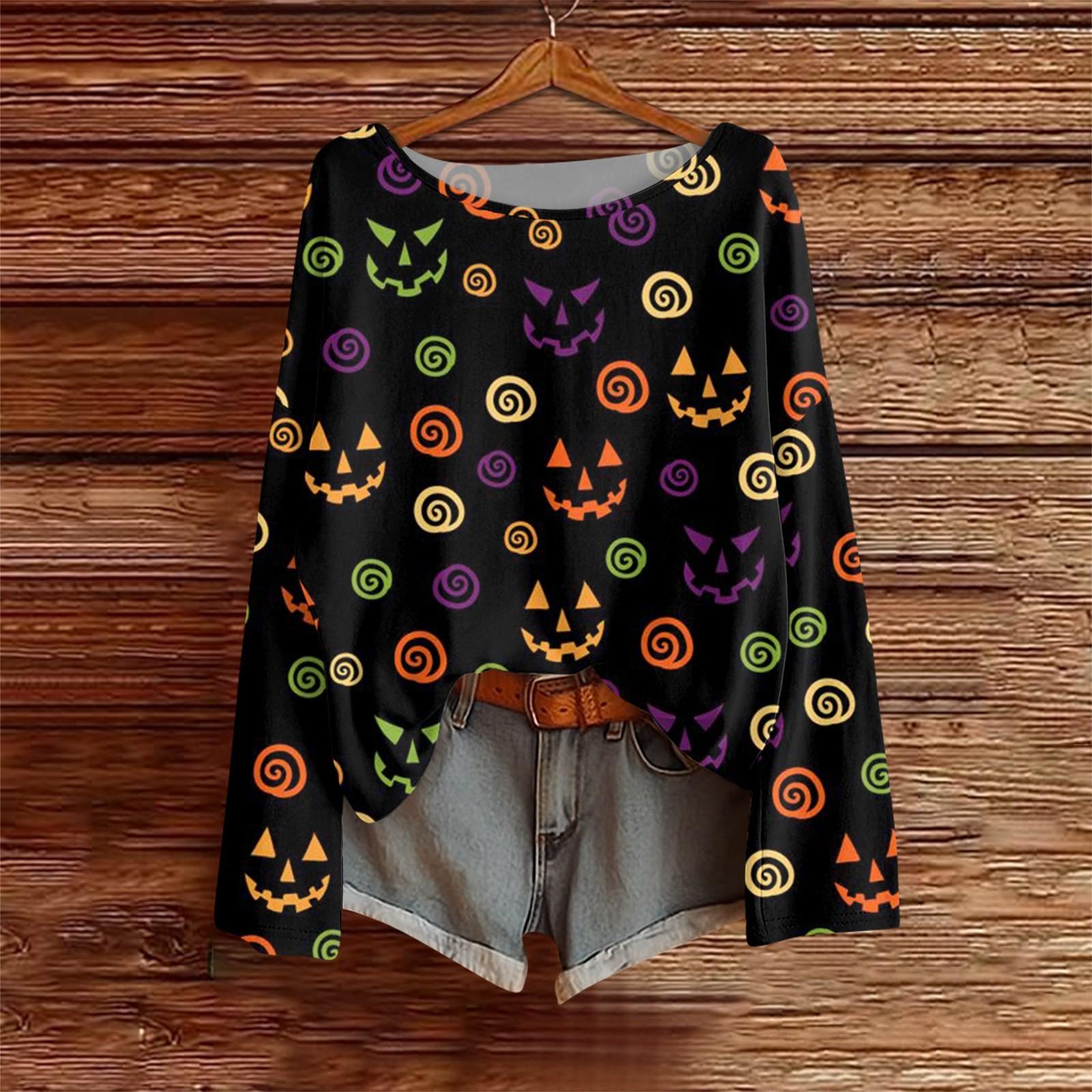 

Long Sleeve Shirts For Women Print Graphic Tees Blouses Casual Plus Size Basic Tops Pullover L чорний