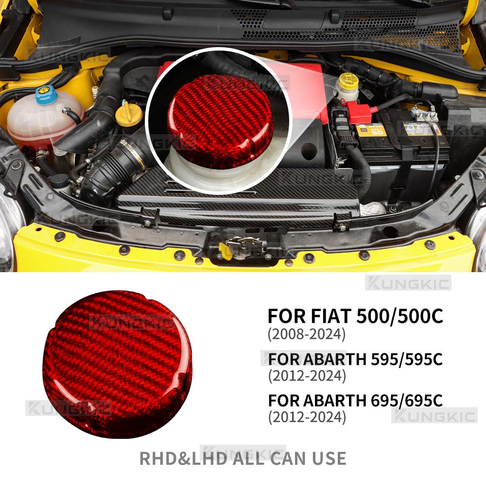 

Real Dry Hard Carbon Fiber For Abarth 595 595C 695 695C 2012-2025/Fiat 500 500C 08-24 Brake Fluid Reservoir Oil Cap Cover