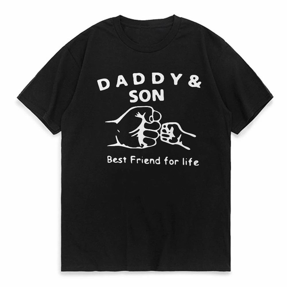 

Father and Son Best Team T Shirt Daddy Child Fist Bump Fathers Day Shirt Funny Round Neck Short Sleeve Tshirt 4XL