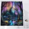 Enchanted Forest Print Waterproof Shower Curtain For Bathroom, Magical Night Scene Design High-End Toilet Partition Curtain