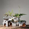 Courtyard Modelling Ceramic Flower Pots Huizhou Architectural Bamboos Pot Planting Pots Fish Tank Aquascape Ornament Decorations