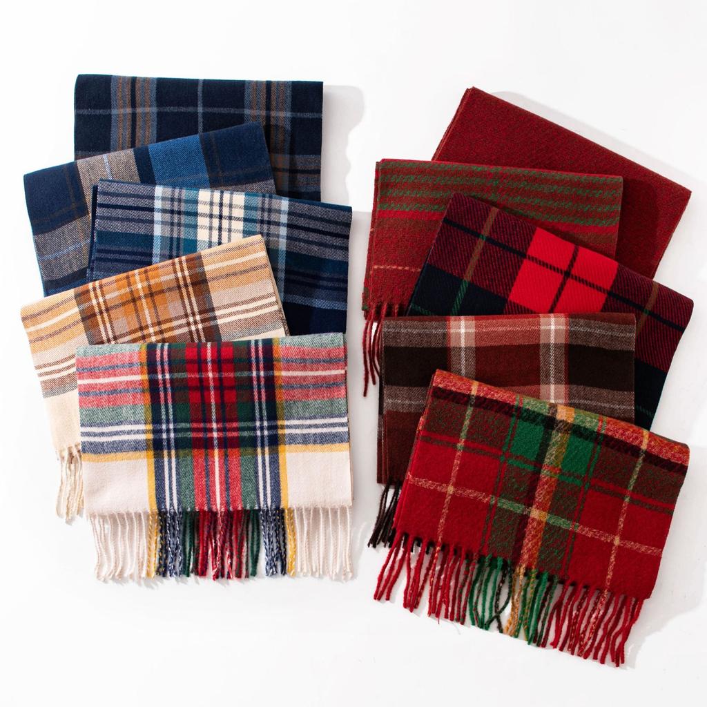 New Year's Ancora Red Plaid Scarf Winter Atmosphere Versatile Women's Cashmere Feel Scarf Warm Shawl