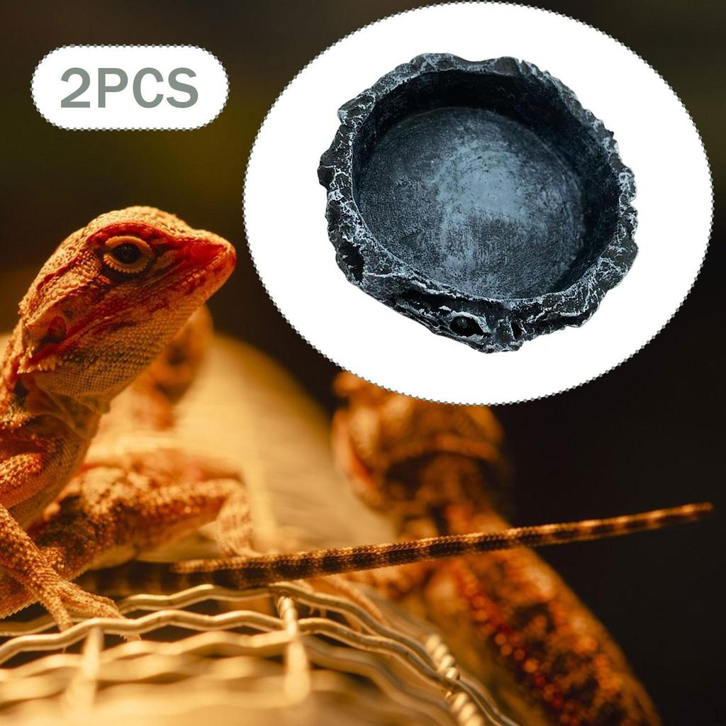2Pcs Reptil Wasser Gerichte Lebensmittel Schalen Trinken Trays Fütterung Terrarium Dekor für Schildkröte