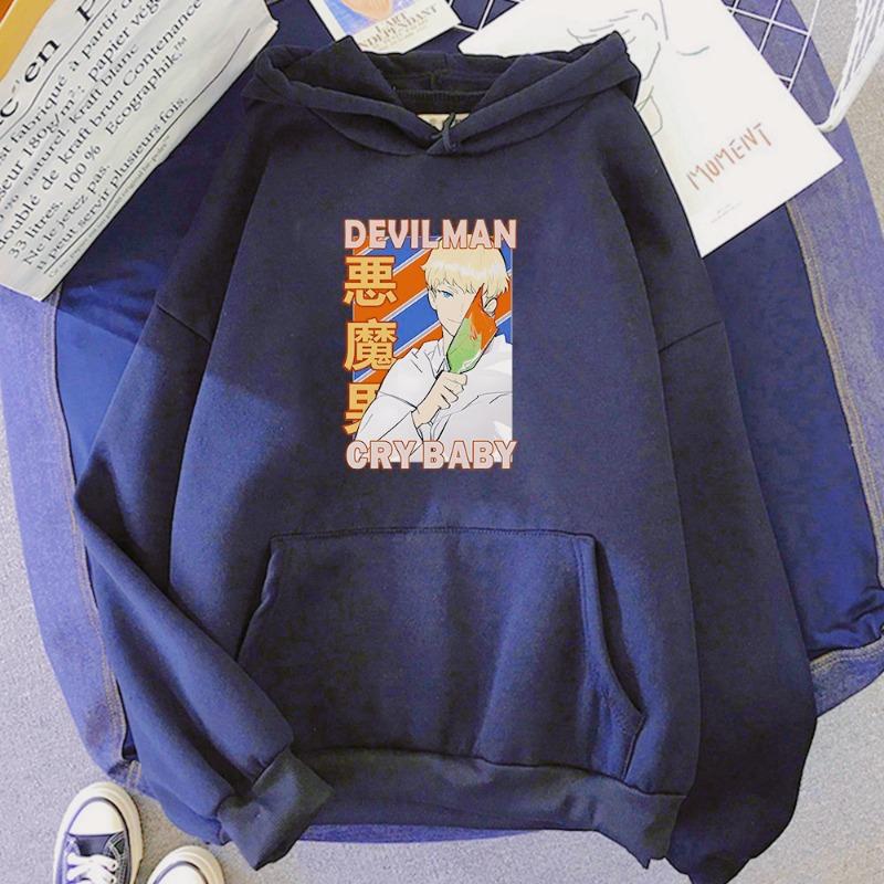 

Hot Anime Devilman Crybaby Printed Hooded Men Women Vintage Manga Hoodies Casual Loose Streetwear Harajuku Unisex Sweatshirt 3XL